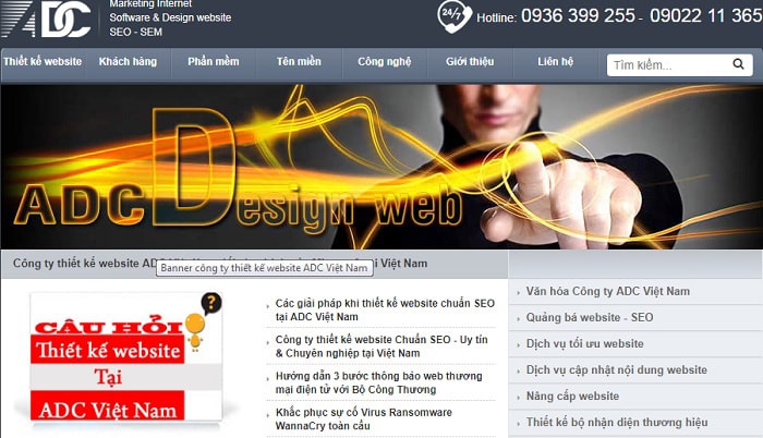 Doanh nghiệp thiết kế website ADC