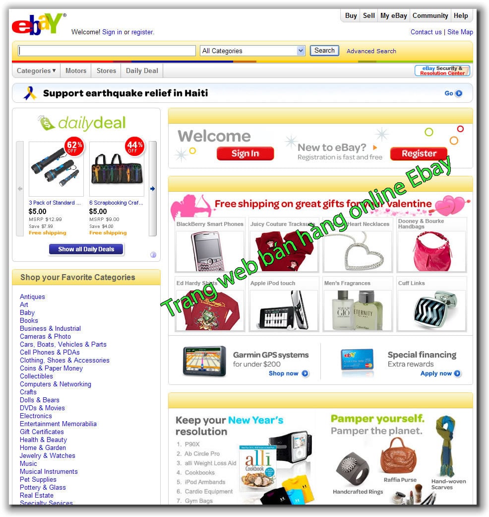 Những trang web bán hàng online ở Mỹ ebay