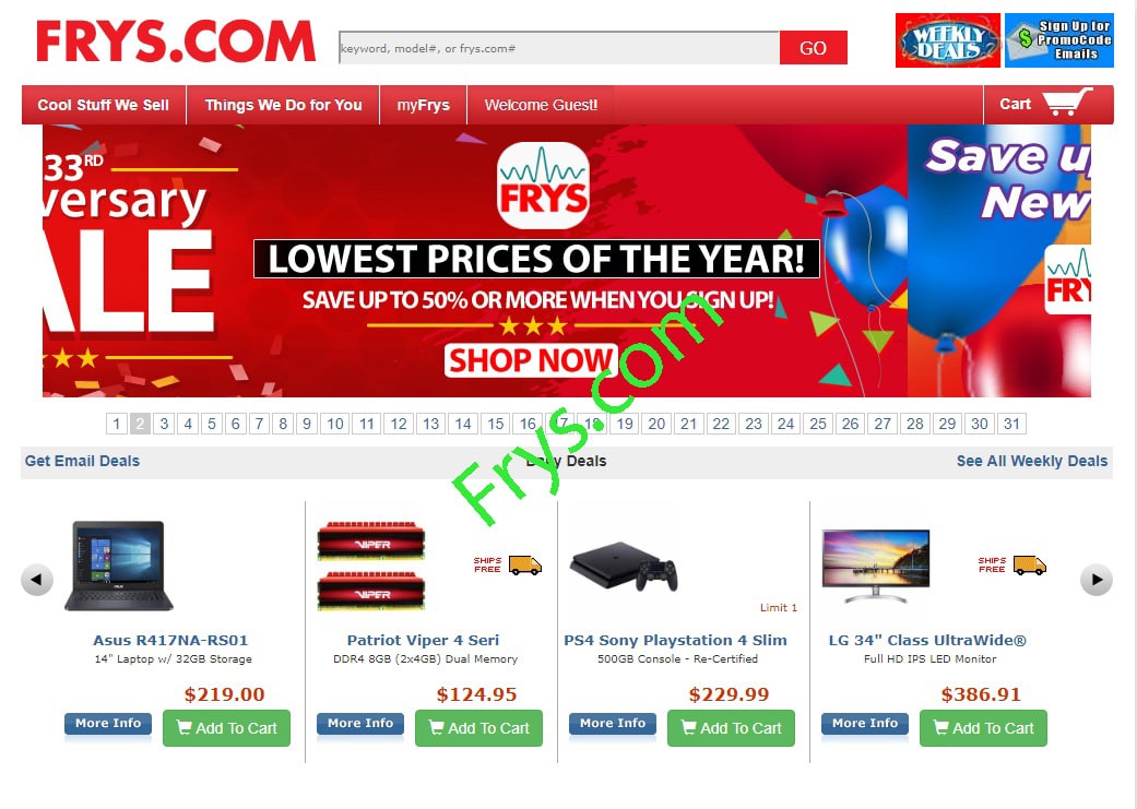 Những trang web bán hàng ở Mỹ Frys