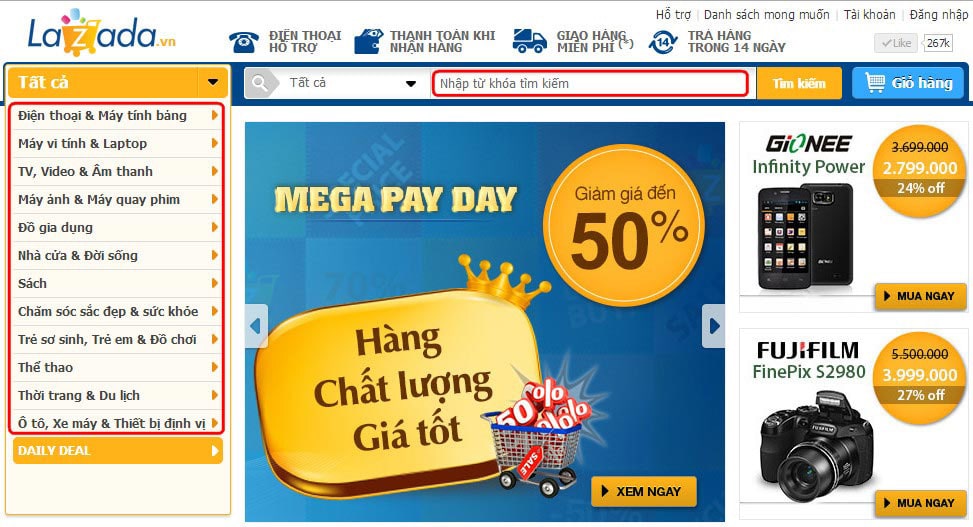 Những trang web bán hàng ở Việt Nam lazada