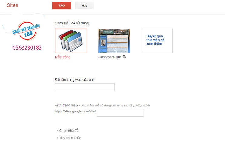 Thiết kế website đơn giản free google site