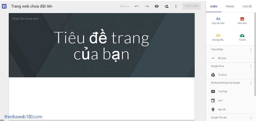 Thiết lập Trang chủ tại google site
