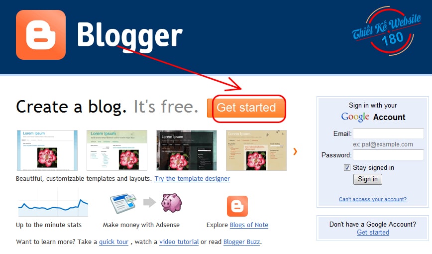 Thiết kế website đơn giản free từ blogger