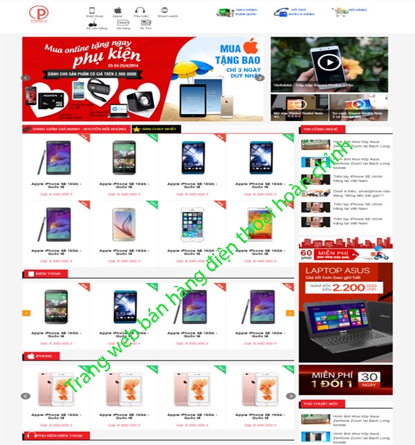 Xin Code của trang web bán hàng điện thoại hoàn chỉnh
