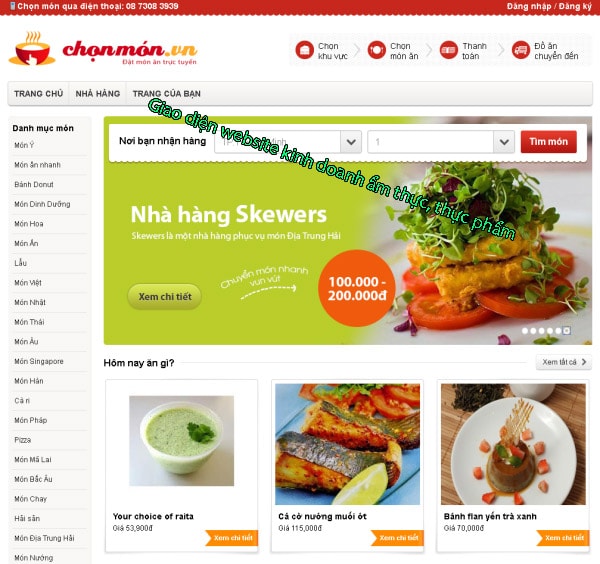 Giao diện website kinh doanh ẩm thực, thực phẩm Giao diện website kinh doanh ẩm thực, thực phẩm