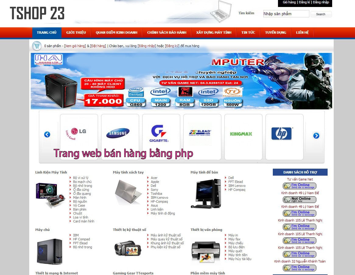 Giới thiệu trang web bán hàng bằng php Giới thiệu trang web bán hàng bằng php