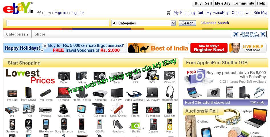 Trang web bán hàng uy tín của Mỹ ebay