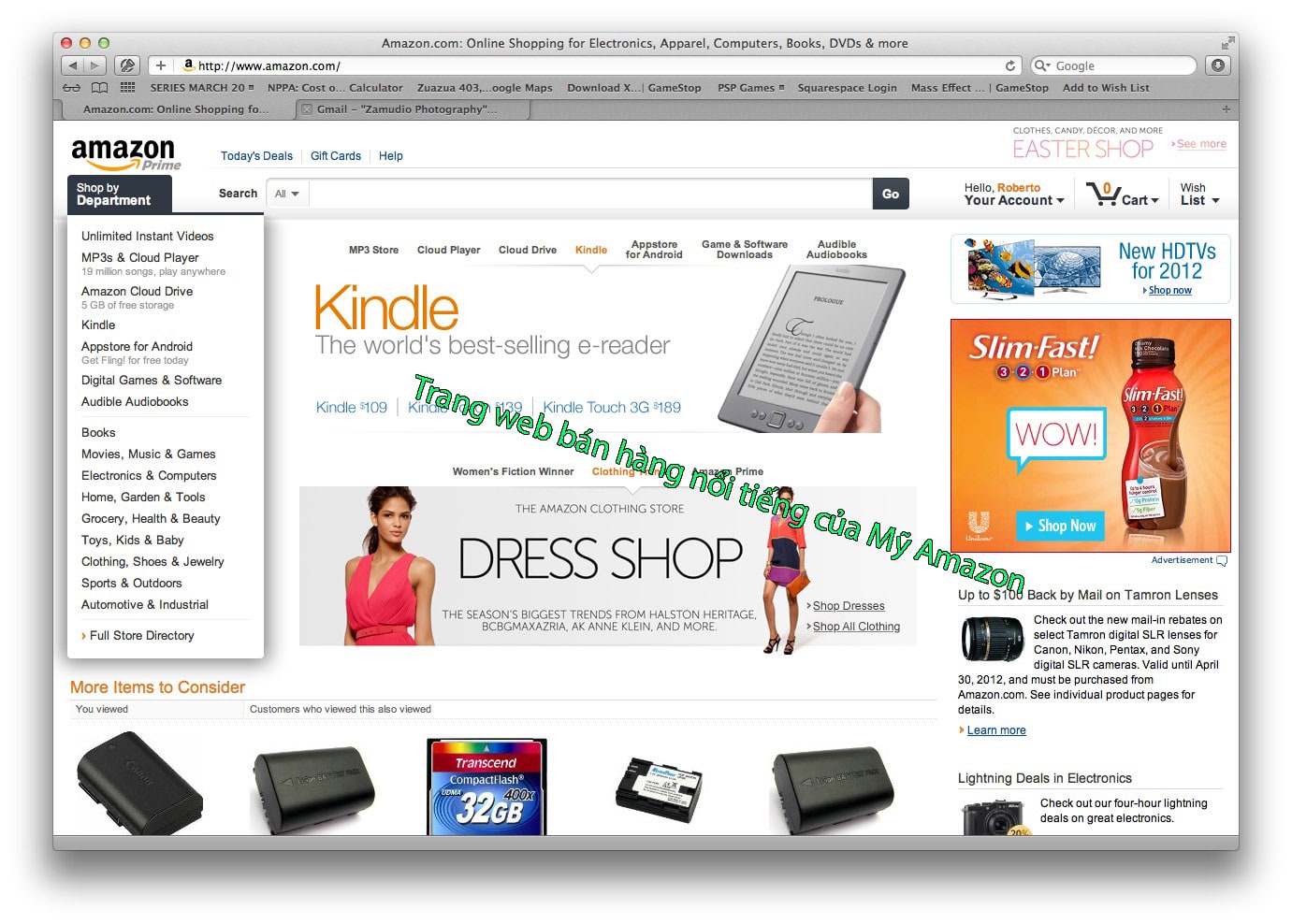 các trang web bán hàng nổi tiếng của Mỹ amazon