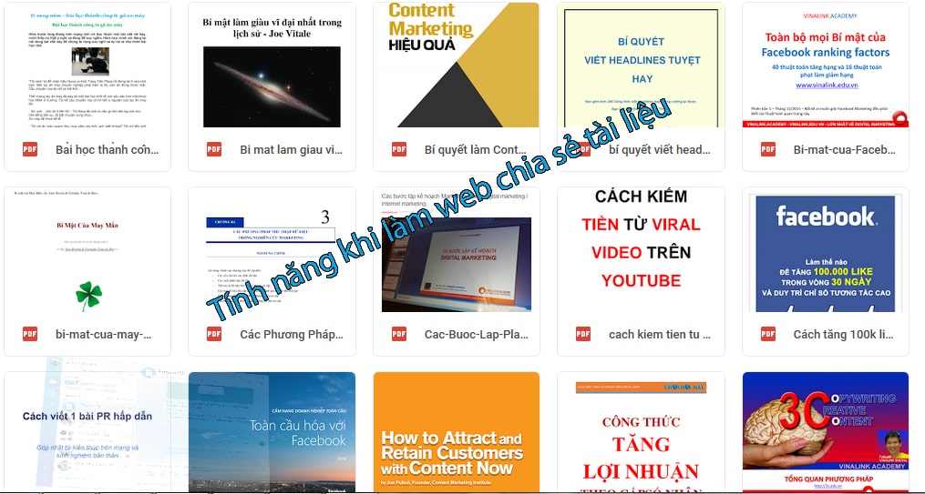 Tính năng khi làm web chia sẻ tài liệu Tính năng khi làm web chia sẻ tài liệu