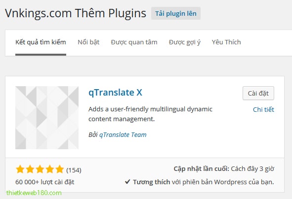 Cài đặt Plugin qTranslate-X