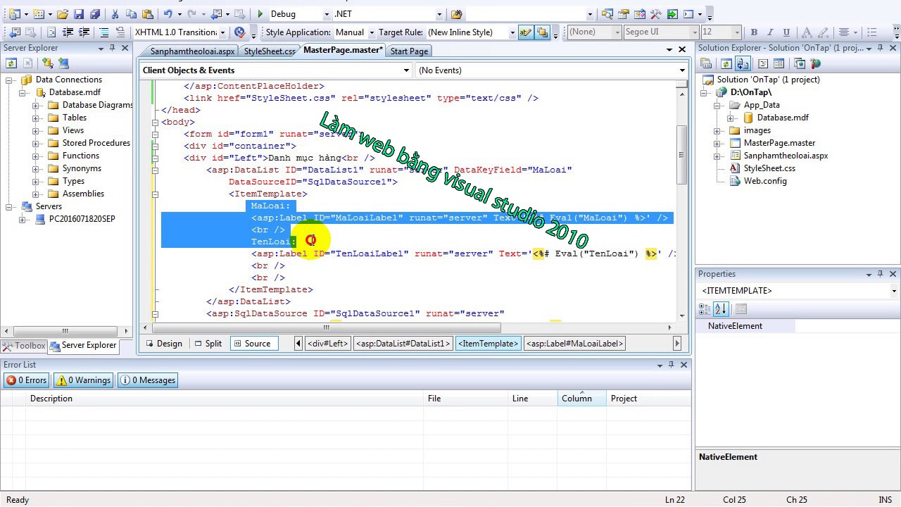 làm web bằng visual studio 2010 làm web bằng visual studio 2010
