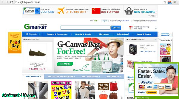 Web bán hàng điện tử Hàn Quốc Gmarket