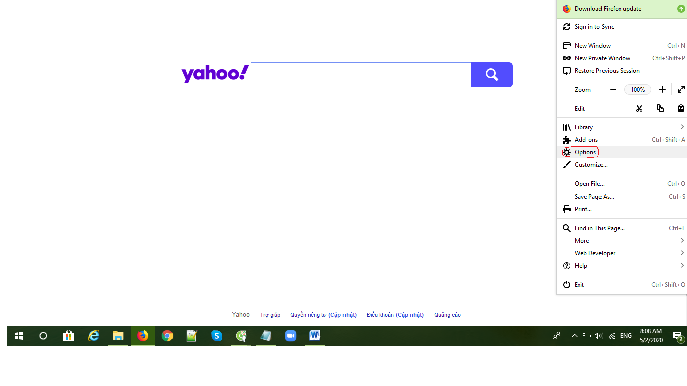 Bước 1 Cách đặt trang web làm trang chủ trên firefox - Bước 1