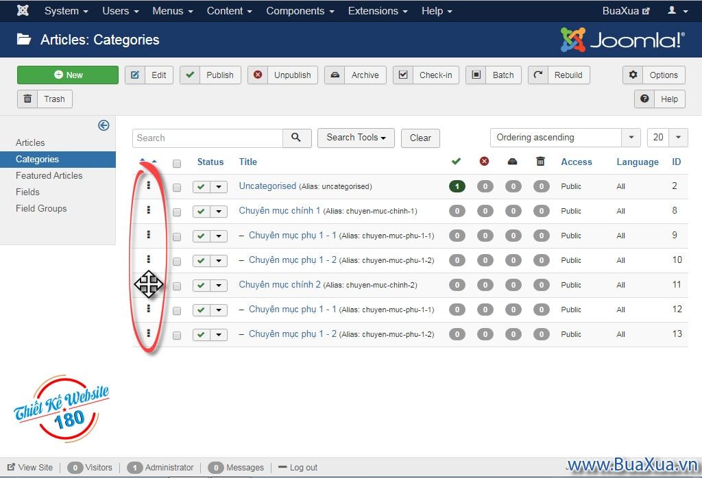 Thêm Joomla Categories