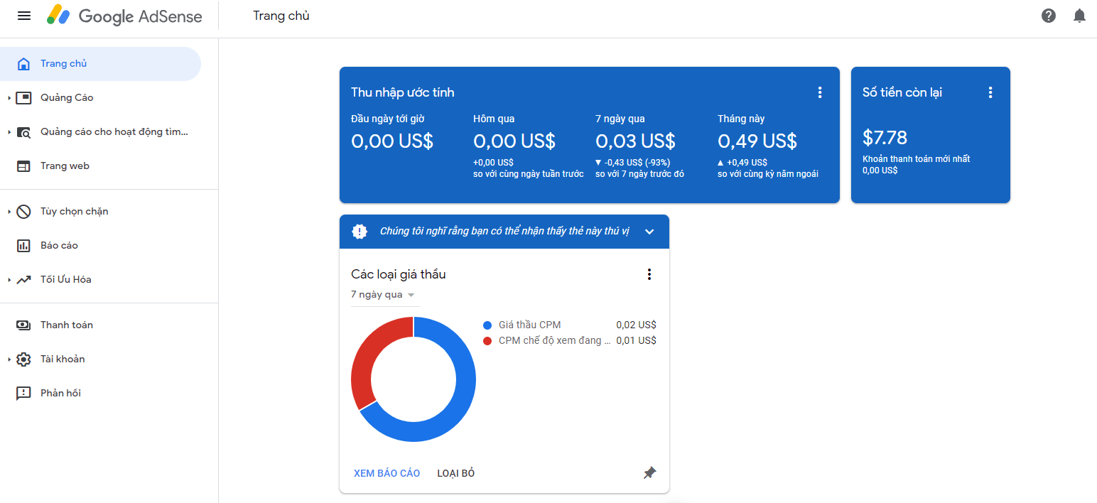 Cách đặt quảng cáo google adsense trên website
