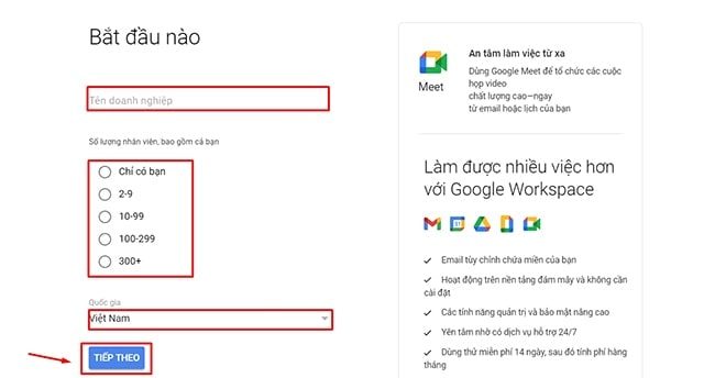 Cách tạo email theo tên miền trên google miễn phí - Bước 2