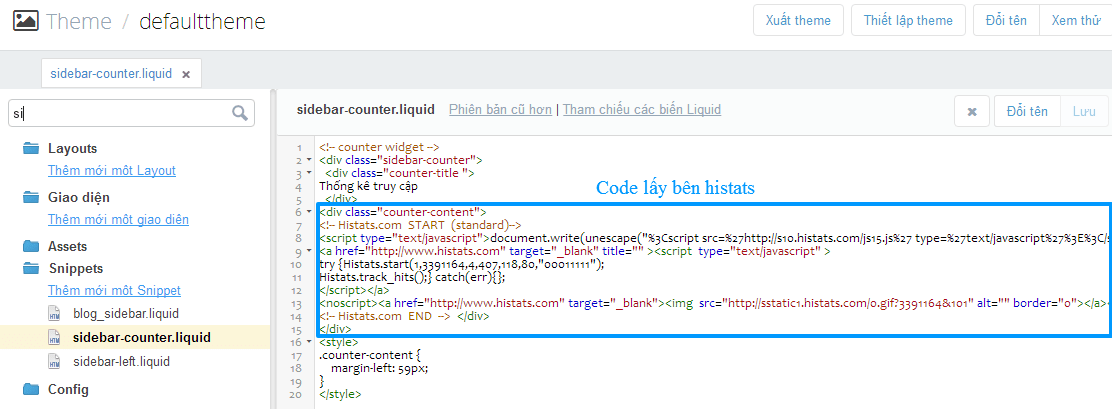 Code thống kê truy cập website