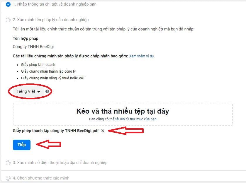 Cách xác minh doanh nghiệp trên facebook