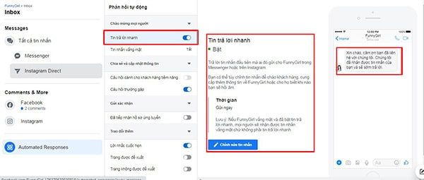 Tự động trả lời tin nhắn từ khách hàng
