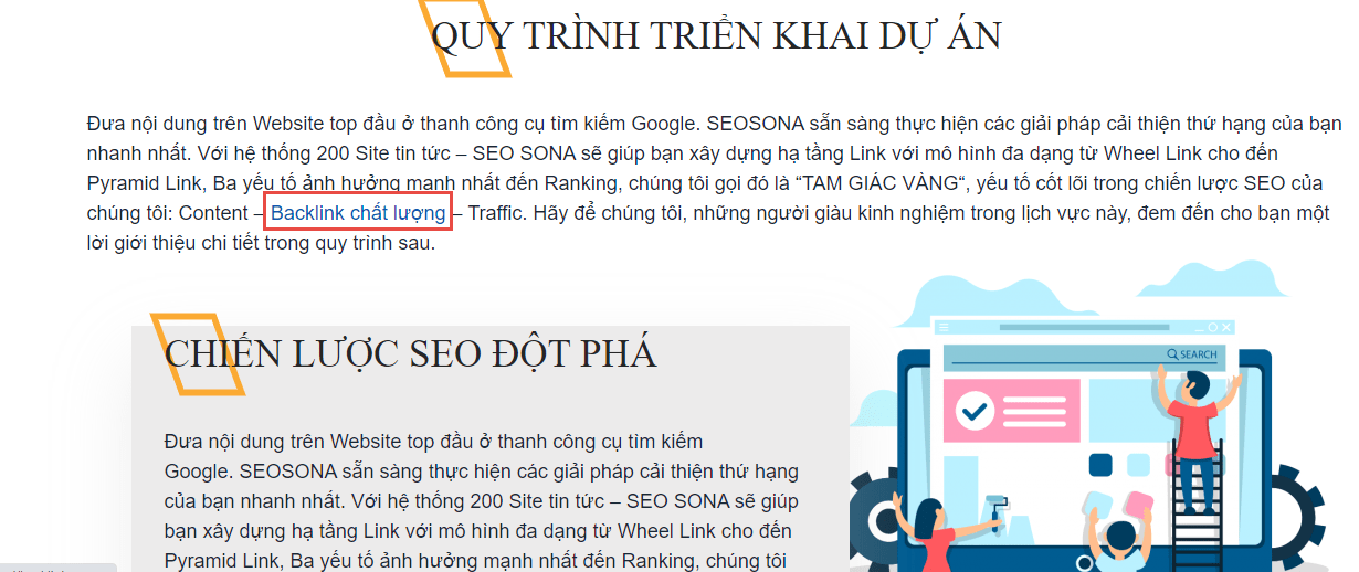 Đặt Backlink trong nội dung 