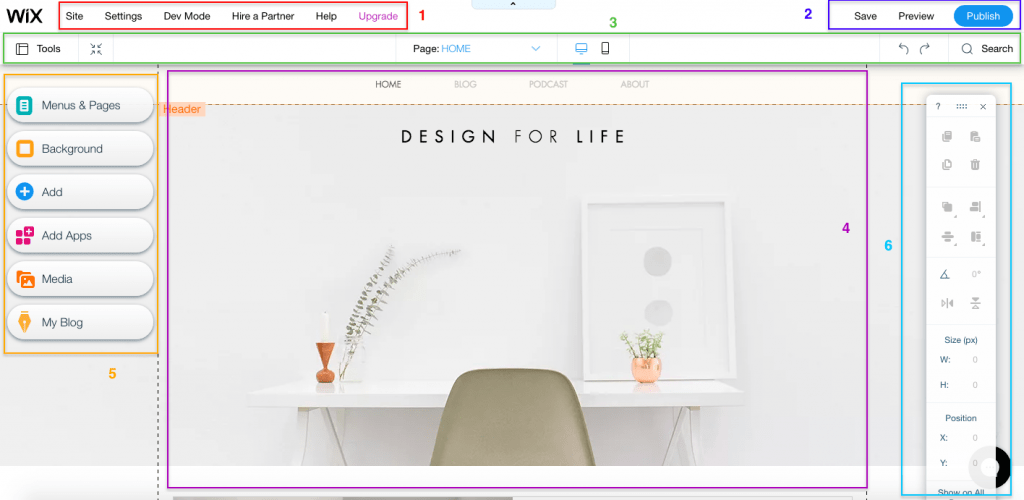 Chức năng chỉnh của Wix