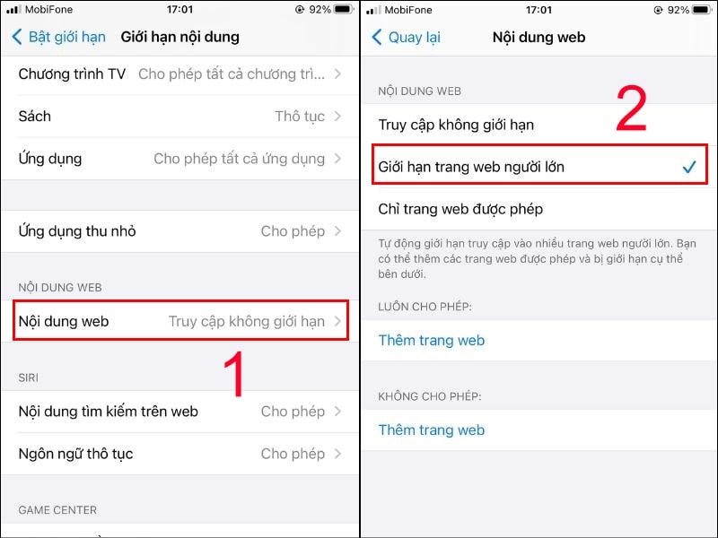 Cách chặn trang web trên điện thoại Iphone