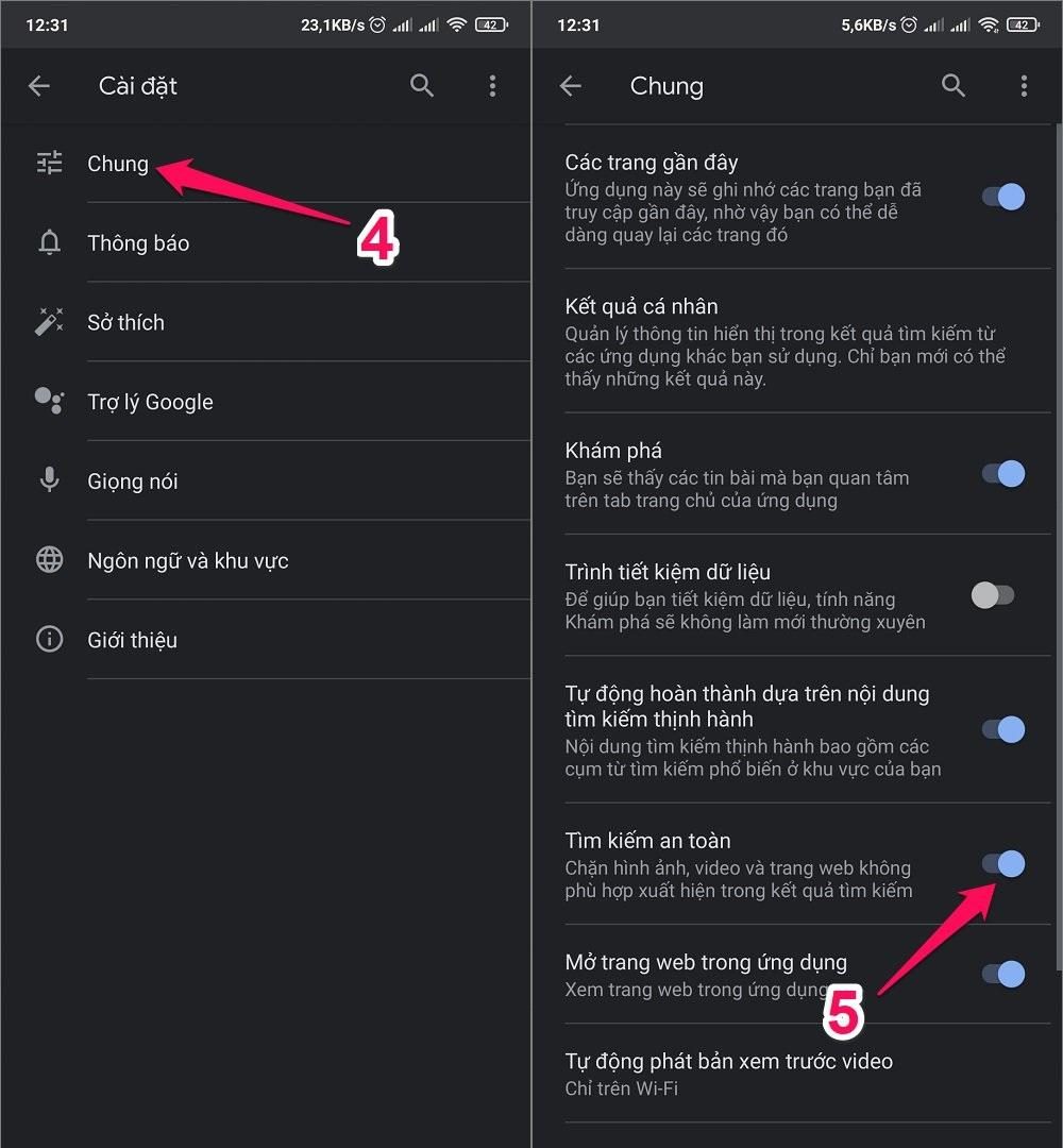 Cách chặn trang web đen trên điện thoại Android