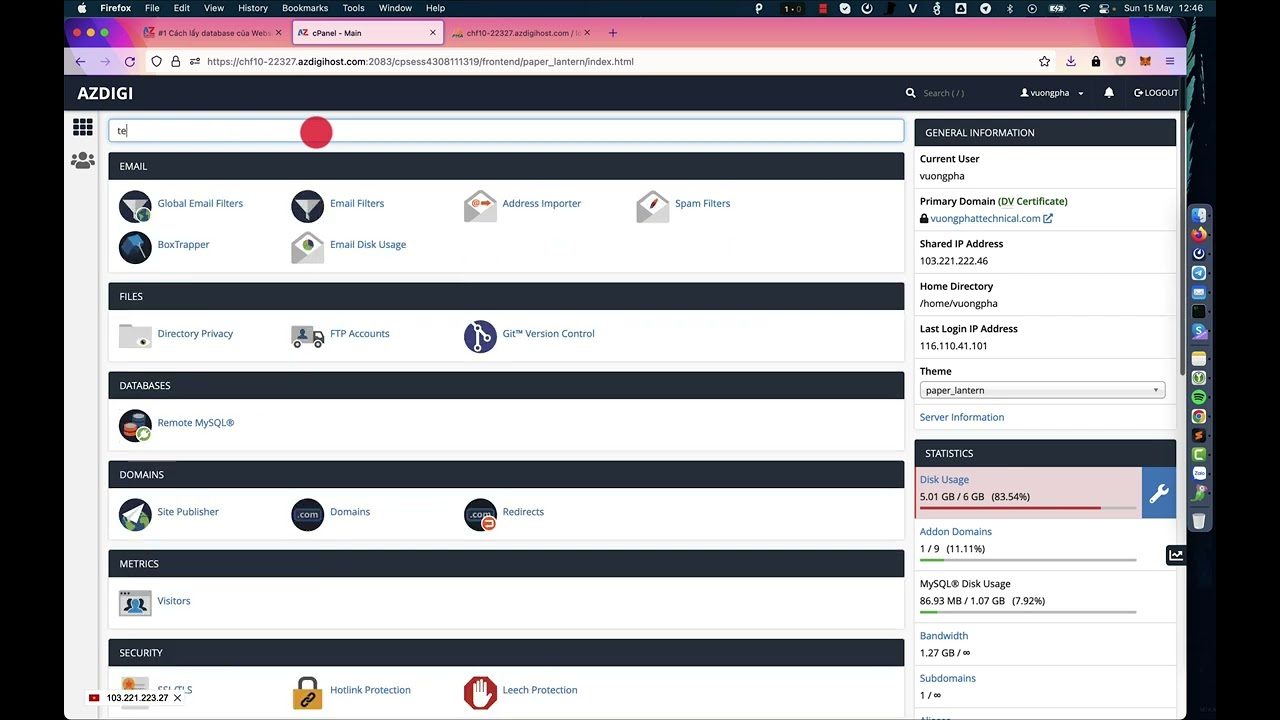 Cách lấy database của website