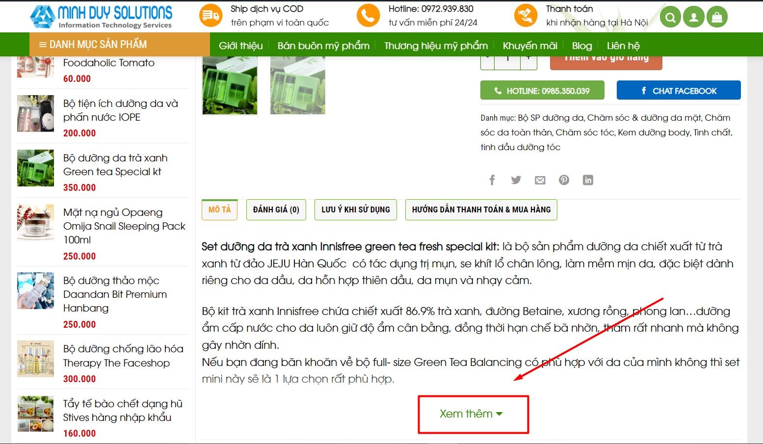 Nút xem thêm trên web để làm gì?