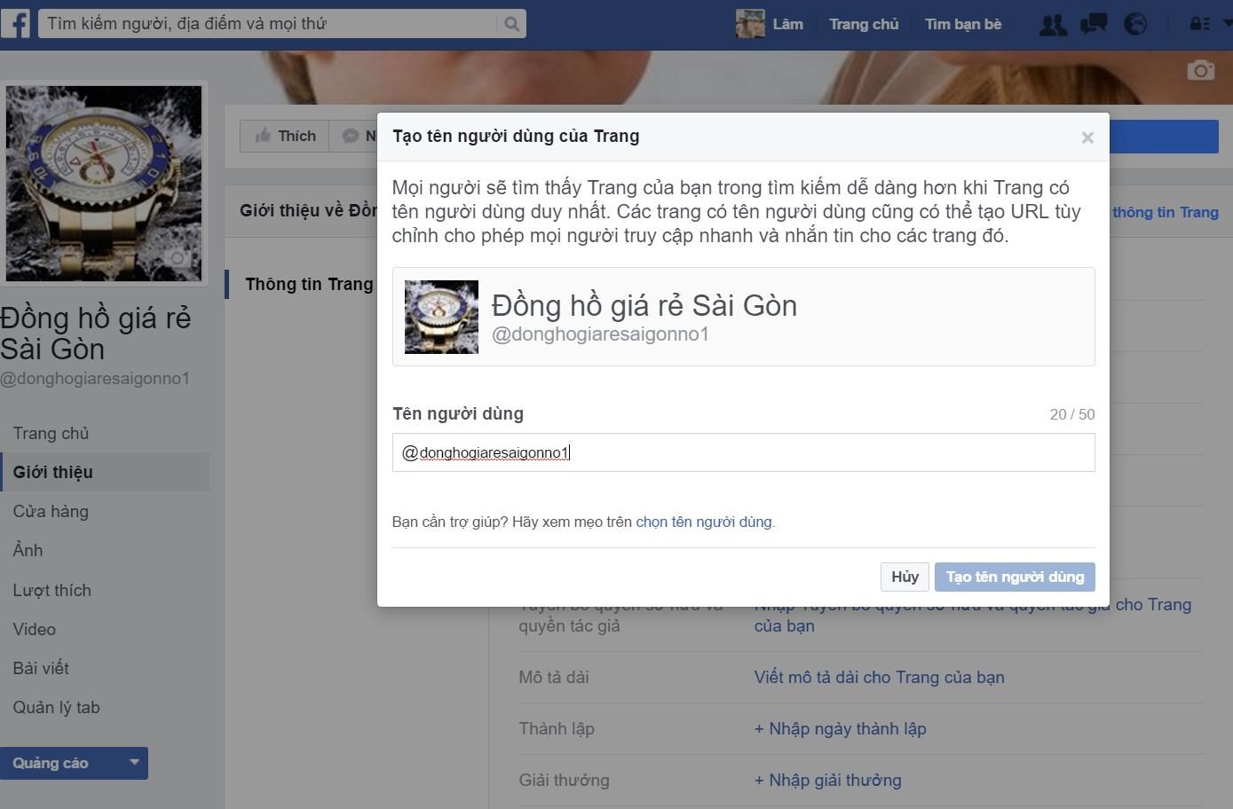 Tạo URL tùy chỉnh cho Fanpage Facebook