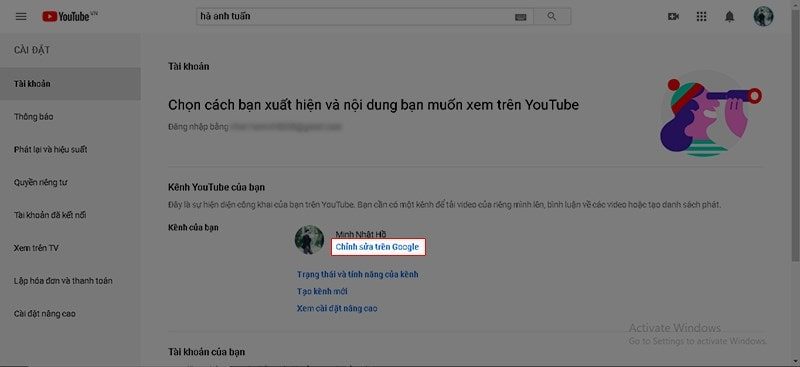 Cách đổi tên kênh Youtube