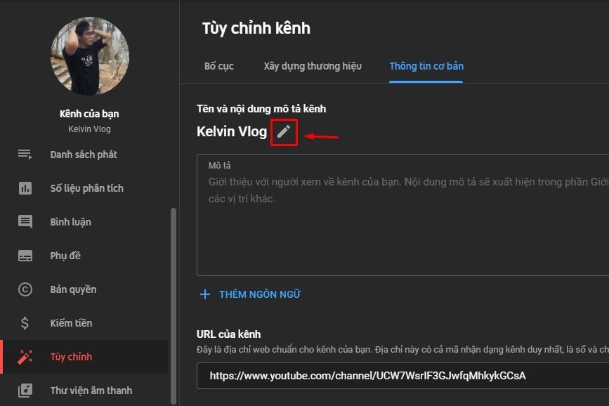 Cách đổi tên trên YouTube bằng máy tính